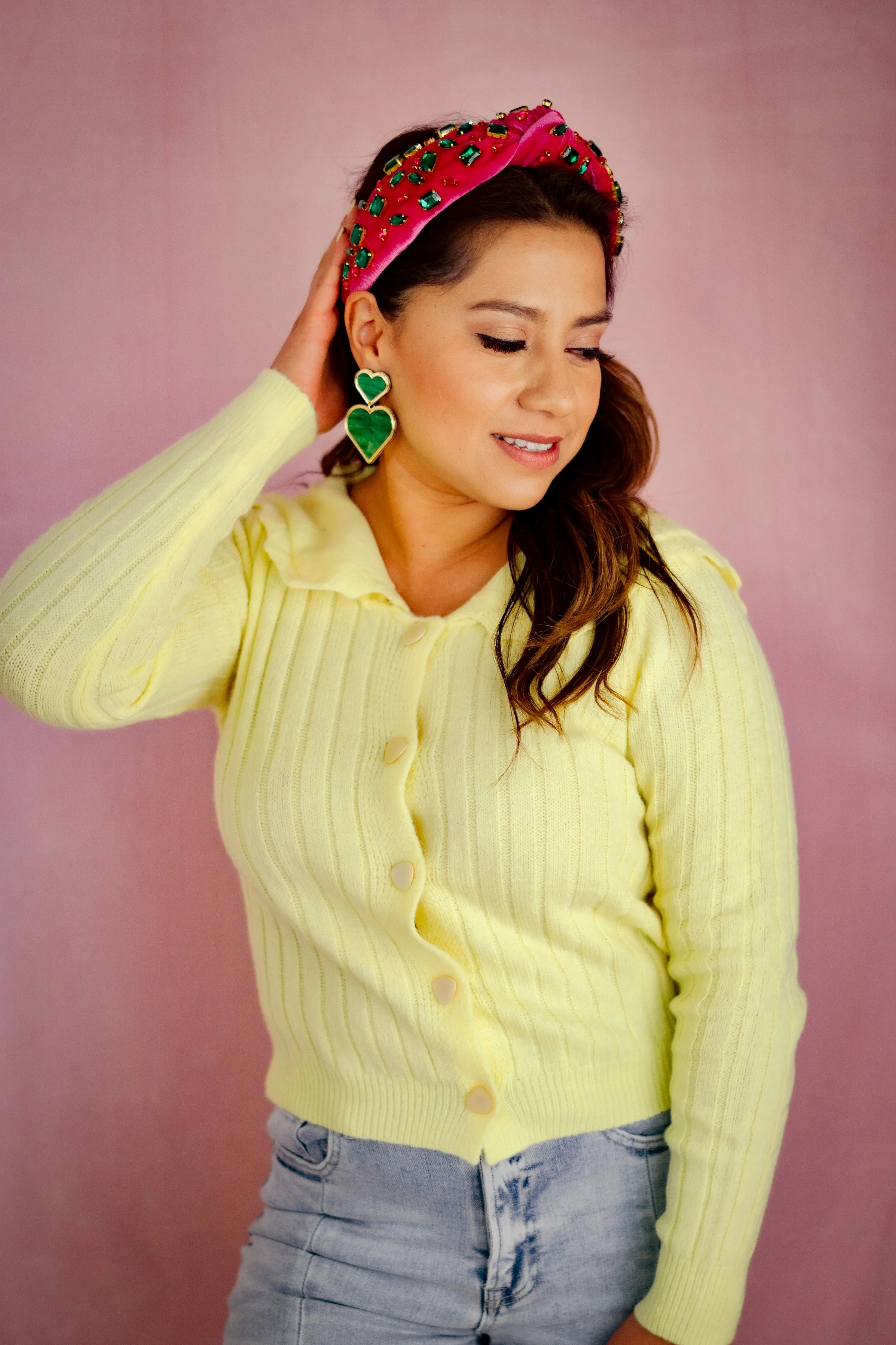 Pink Velvet Jeweled Headband