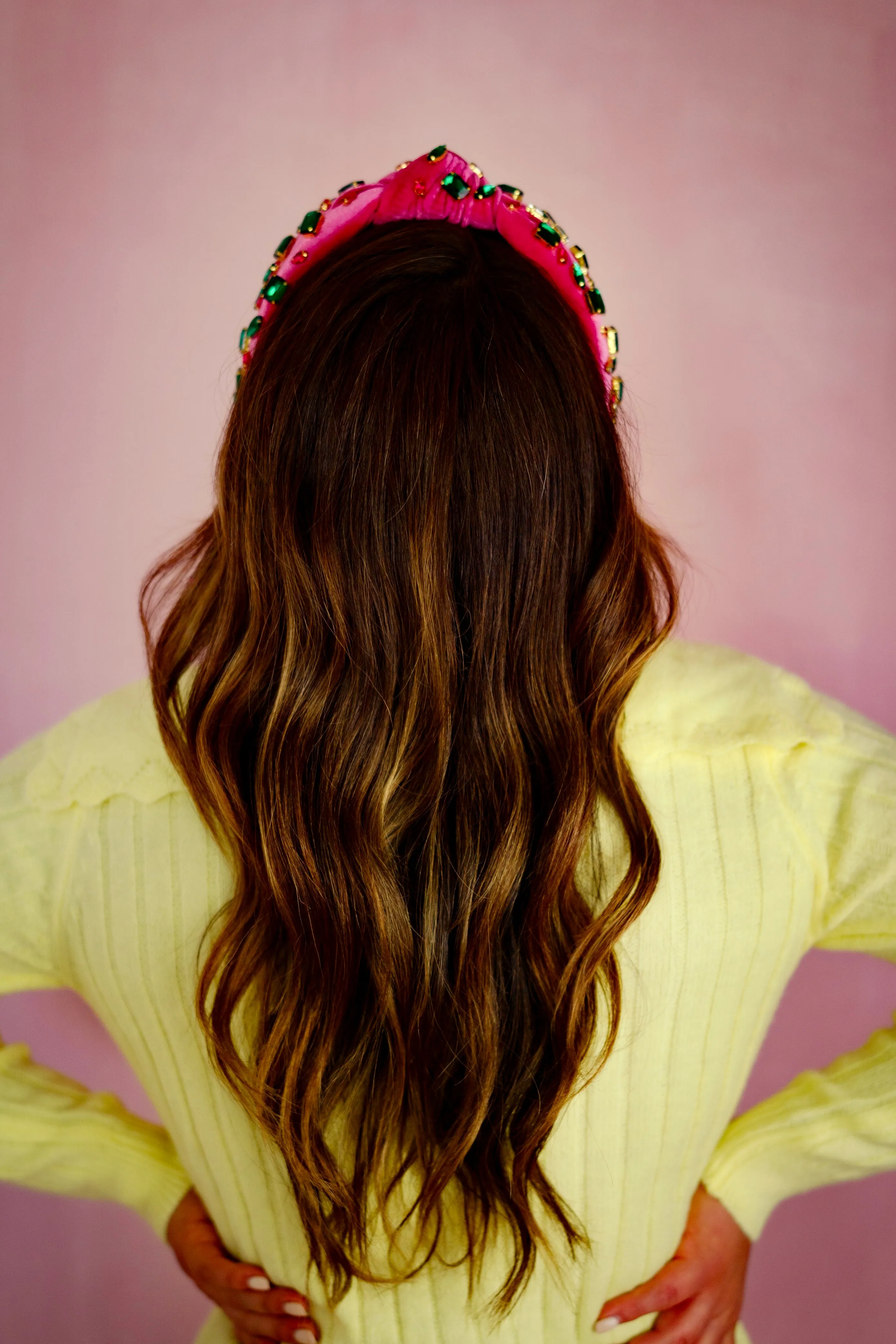 Pink Velvet Jeweled Headband