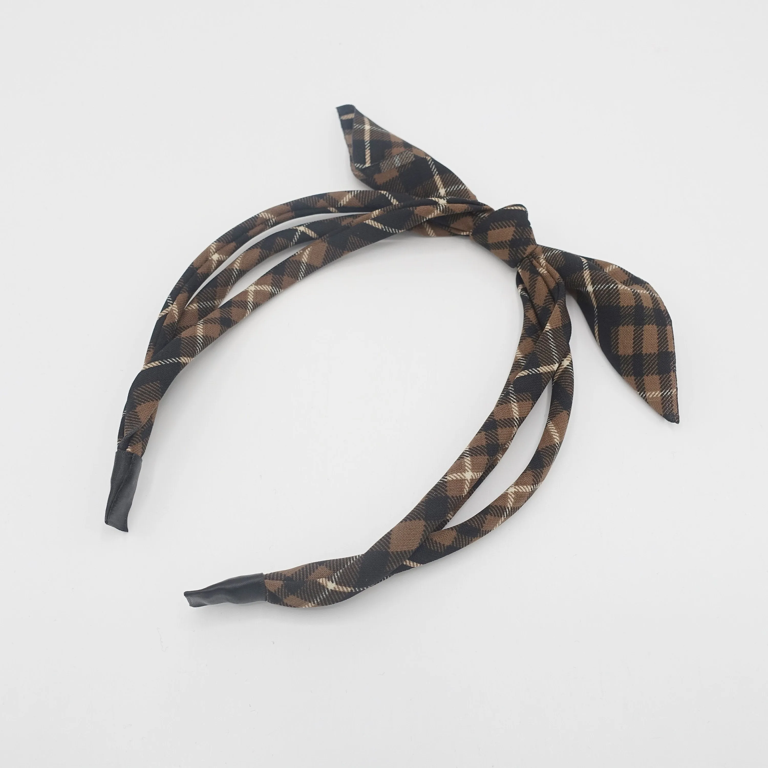 plaid check bow knot headband triple strand headband thin hairband for women