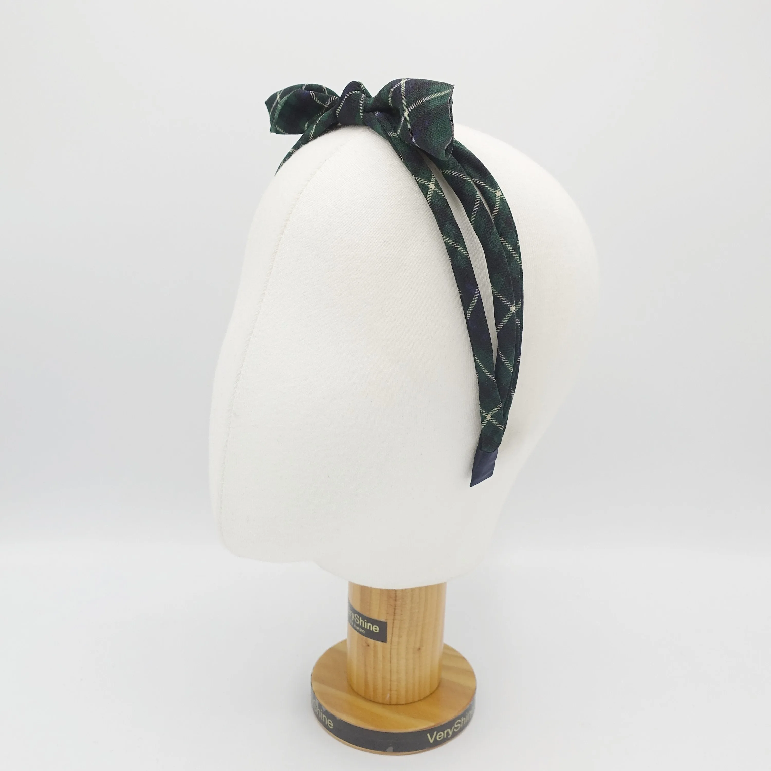 plaid check bow knot headband triple strand headband thin hairband for women