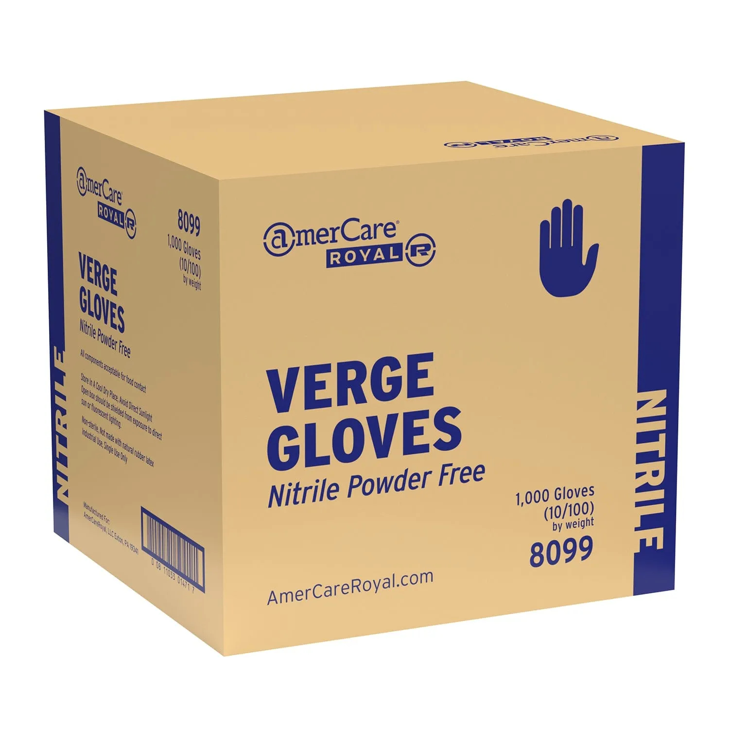 Powder-Free Nitrile Verge Indigo Gloves (S-XL), Case of 1,000