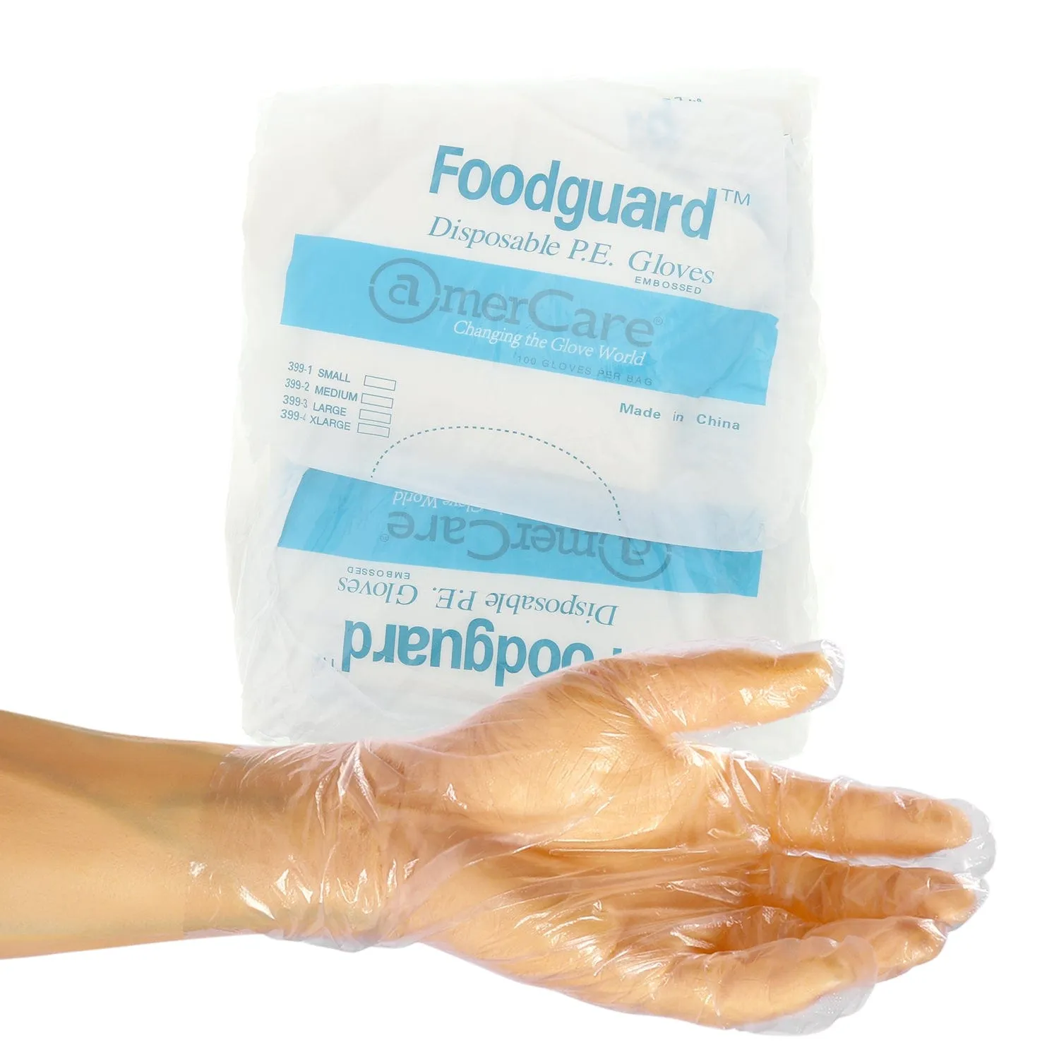 Powder-Free Poly Foodguard Embossed HDPE Gloves (S-XL), Case of 10,000