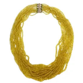 Pre-owned Multi Strand Golden Sapphire Necklace with an 18K Yellow Gold and Diamond Clasp