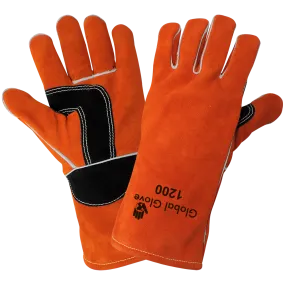 Premium Leather Welders Gloves Universal Size, 1200, Orange