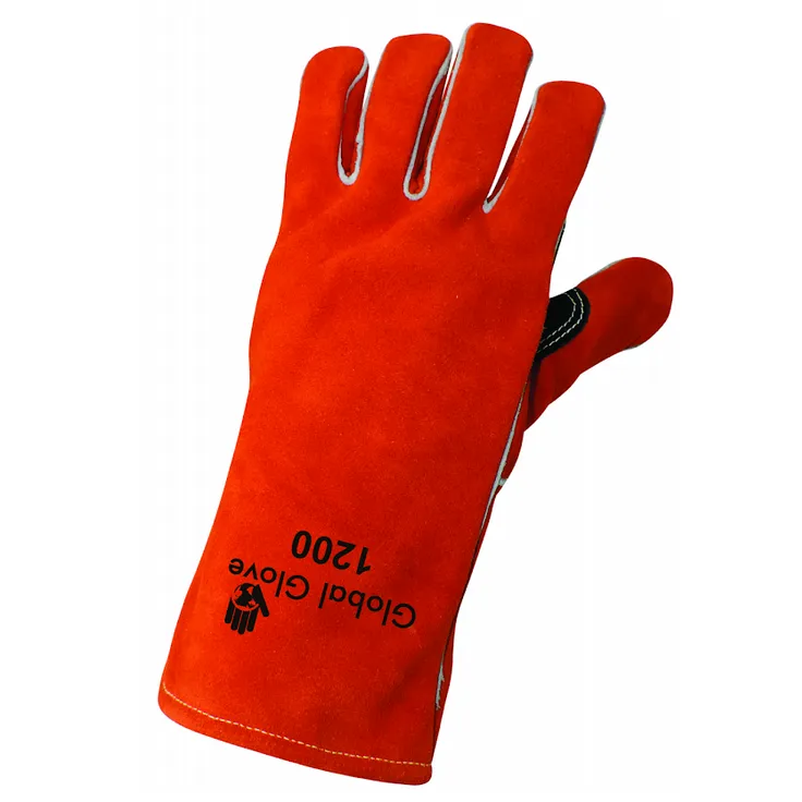 Premium Leather Welders Gloves Universal Size, 1200, Orange