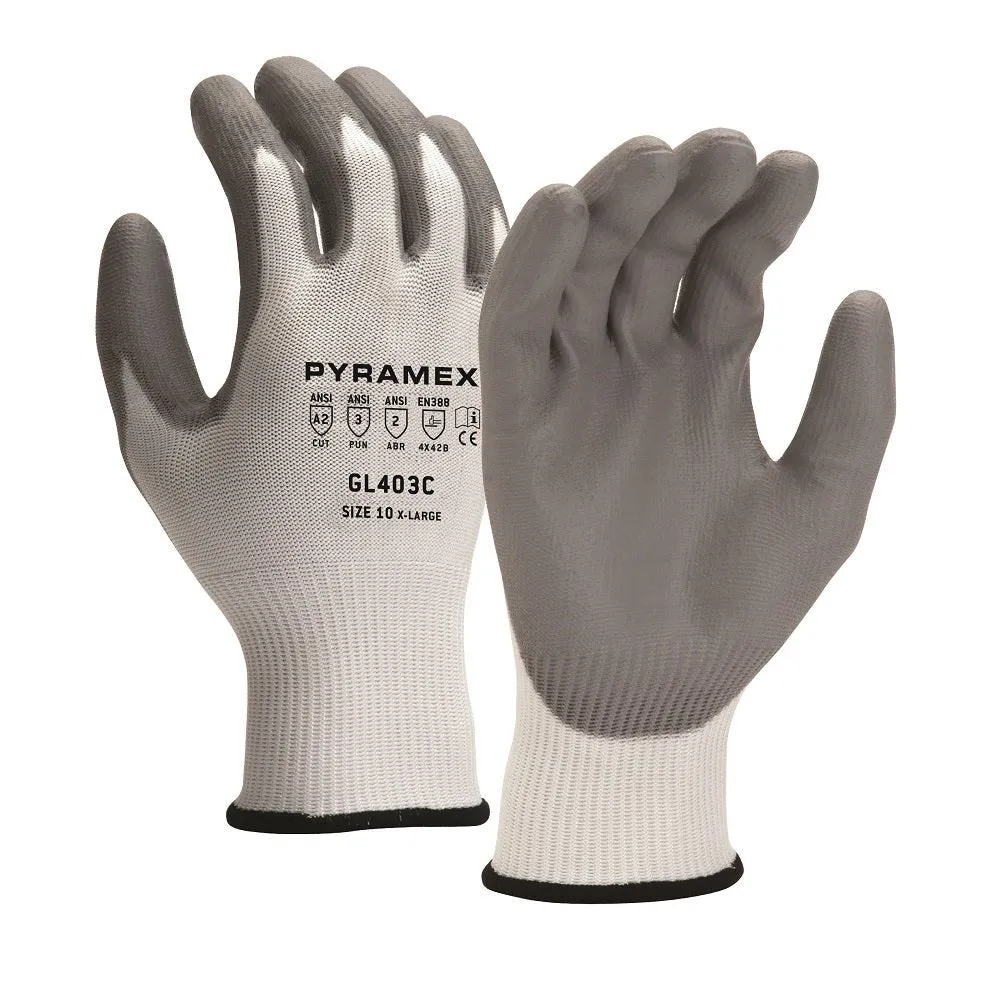 Pyramex PU Polyurethane Coated Cut Resistant Work Gloves GL403C (12 Pair)