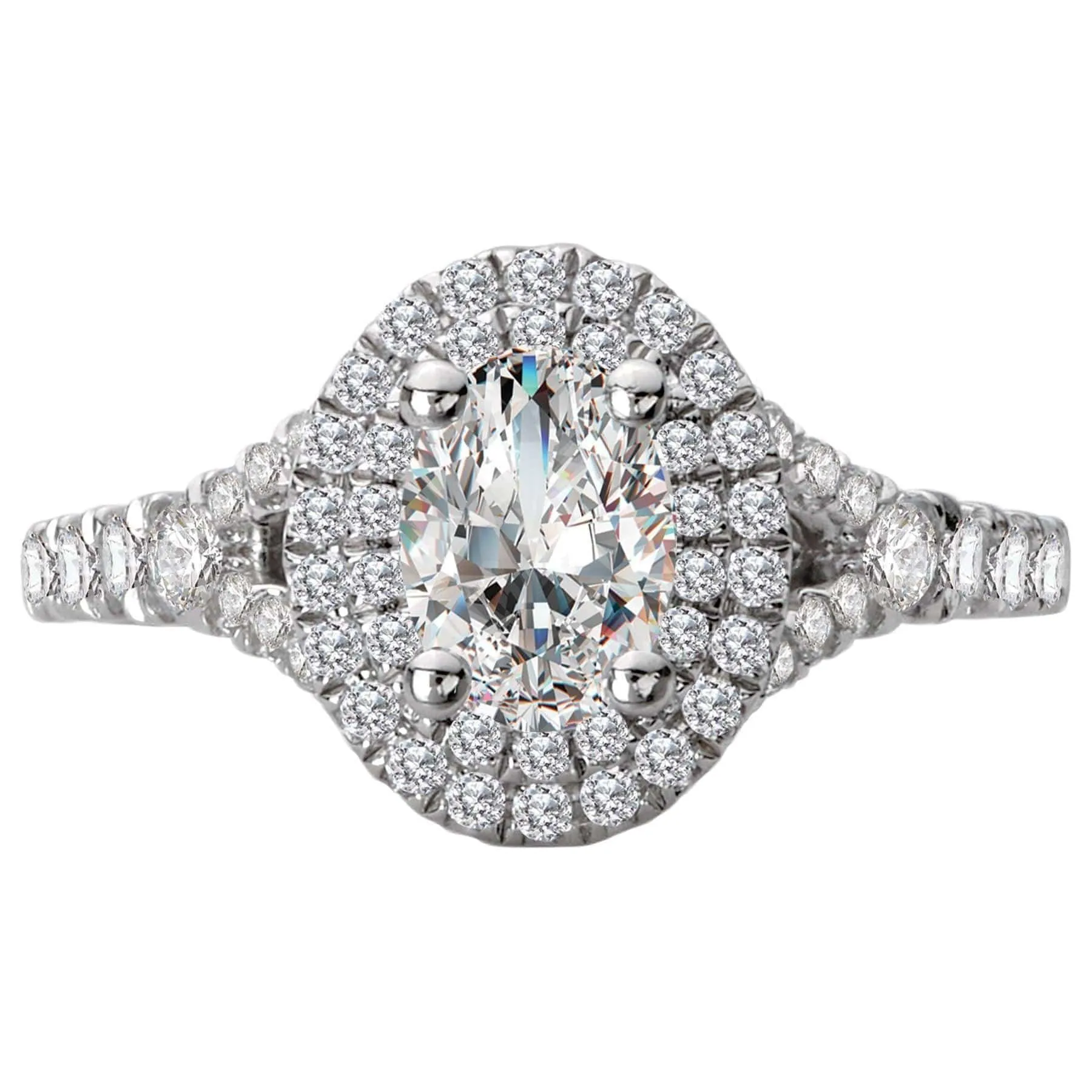 "The Chicago" Split Band Double Halo Diamond Ring