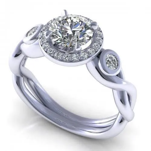 Radiant 0.62 CT Round Cut Diamond Engagement Ring in 14 KT White Gold