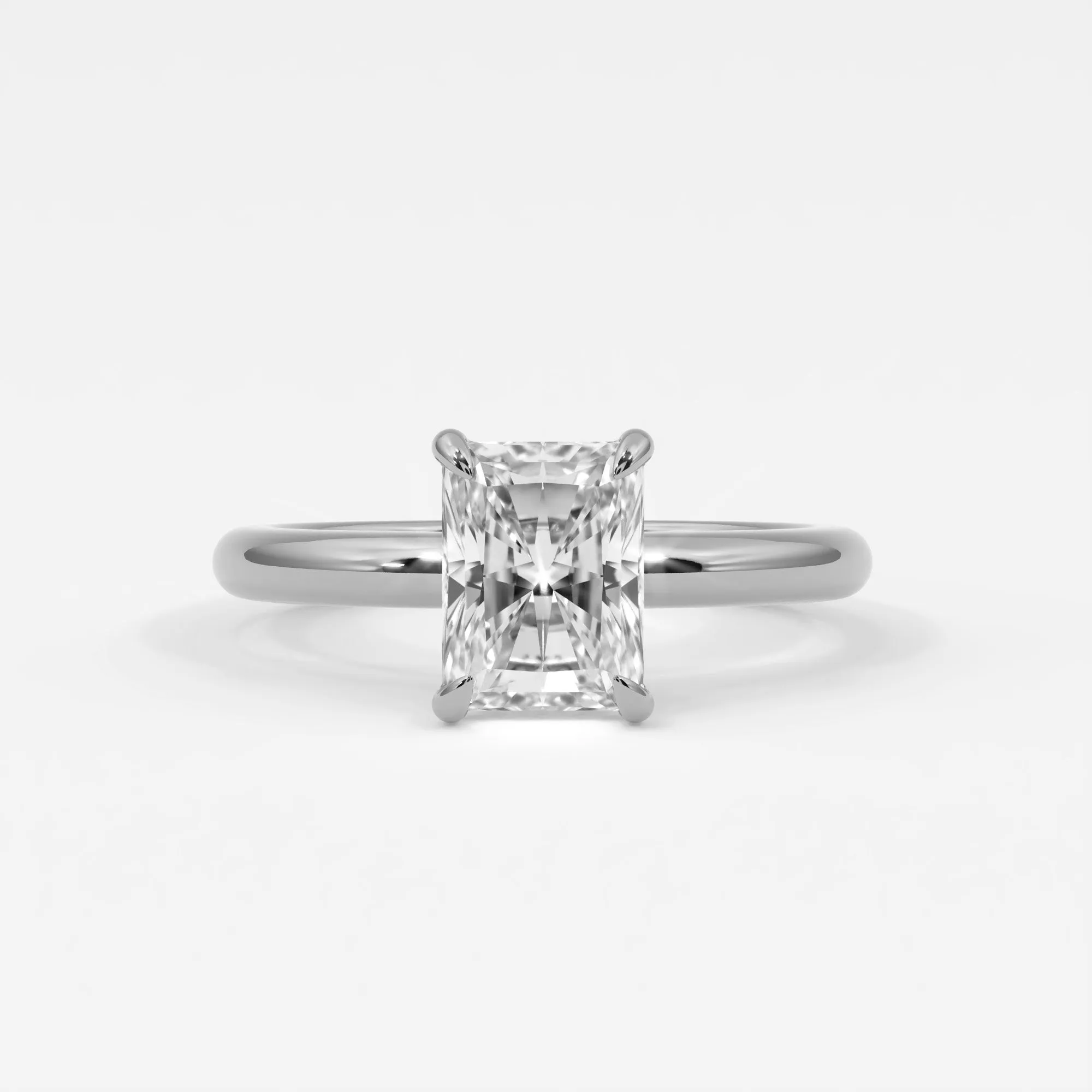 Radiant Cut Pave Diamond Hidden Halo, Gold Band