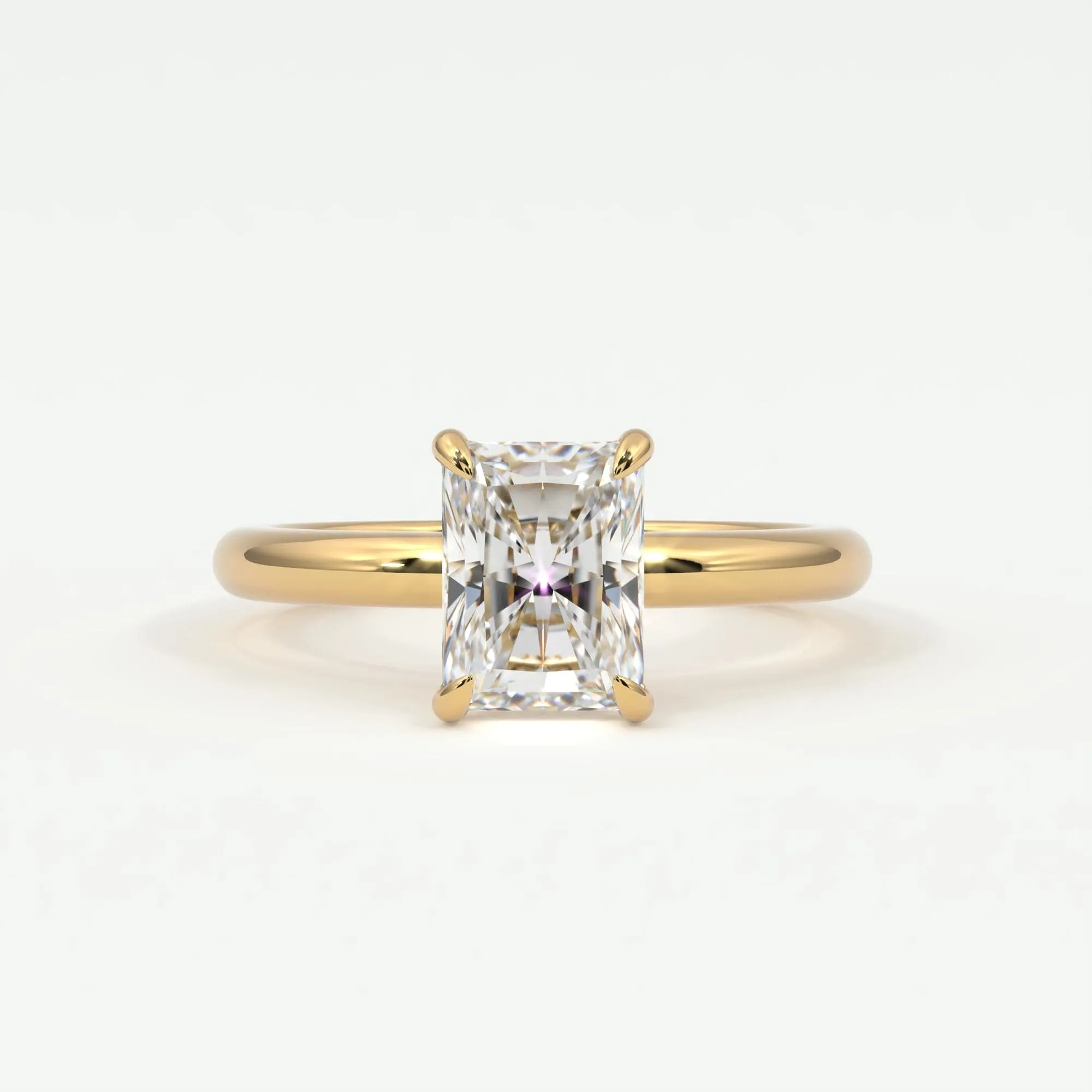 Radiant Cut Pave Diamond Hidden Halo, Gold Band