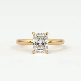 Radiant Cut Pave Diamond Hidden Halo, Gold Band