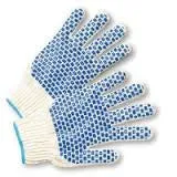 Radnor Ladies Natural Heavy Weight Polyester/Cotton Ambidextrous String Gloves With Knit Wrist And Double Side PVC Block Coating