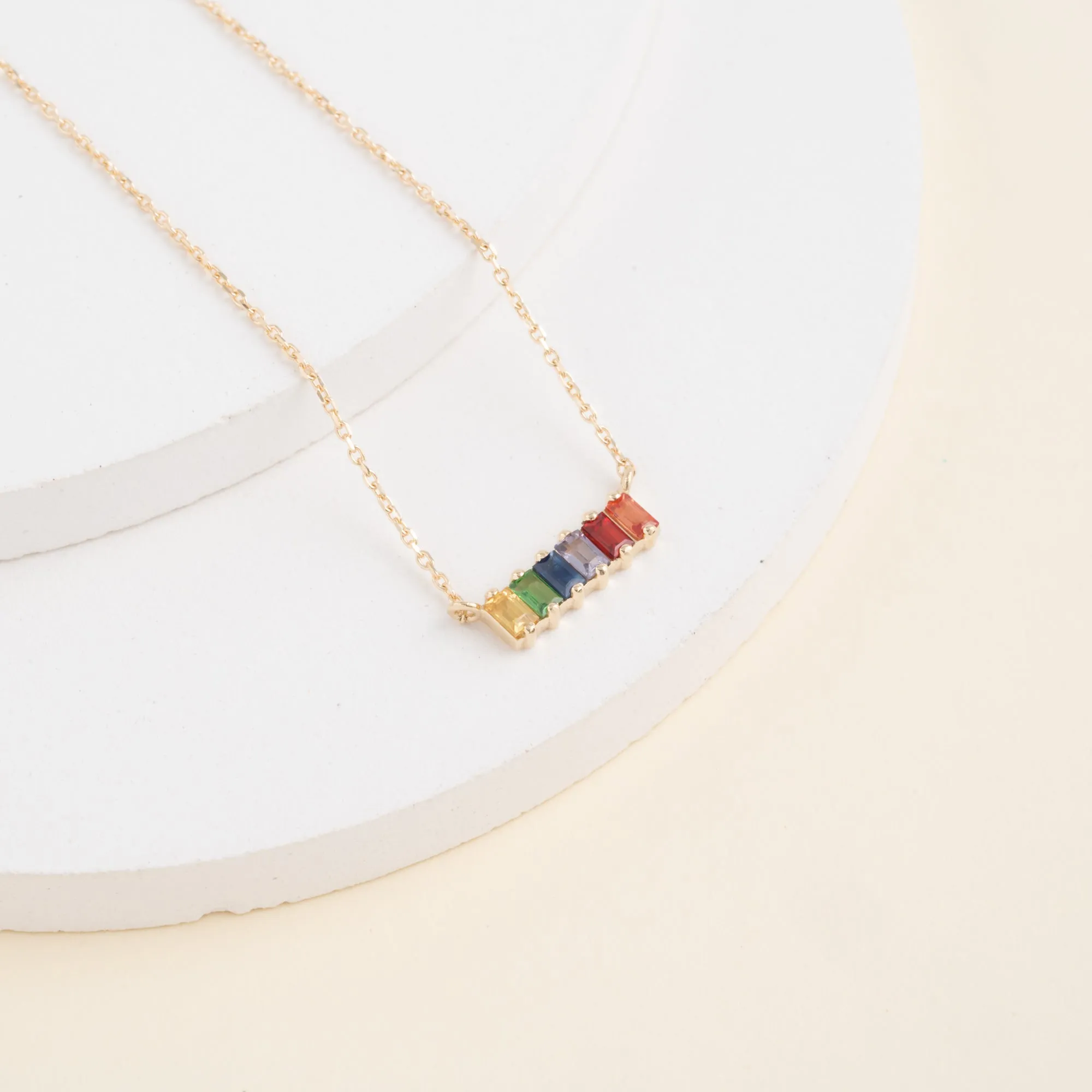 Rainbow Sapphire Bar Necklace, Kira