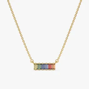 Rainbow Sapphire Bar Necklace, Kira