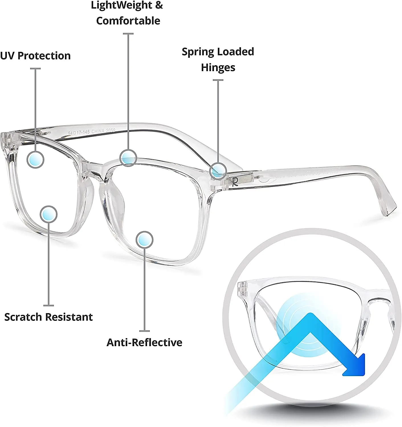 Readerest Blue Light Blocking Reading Glasses (Clear, 0.25 Magnification) Computer