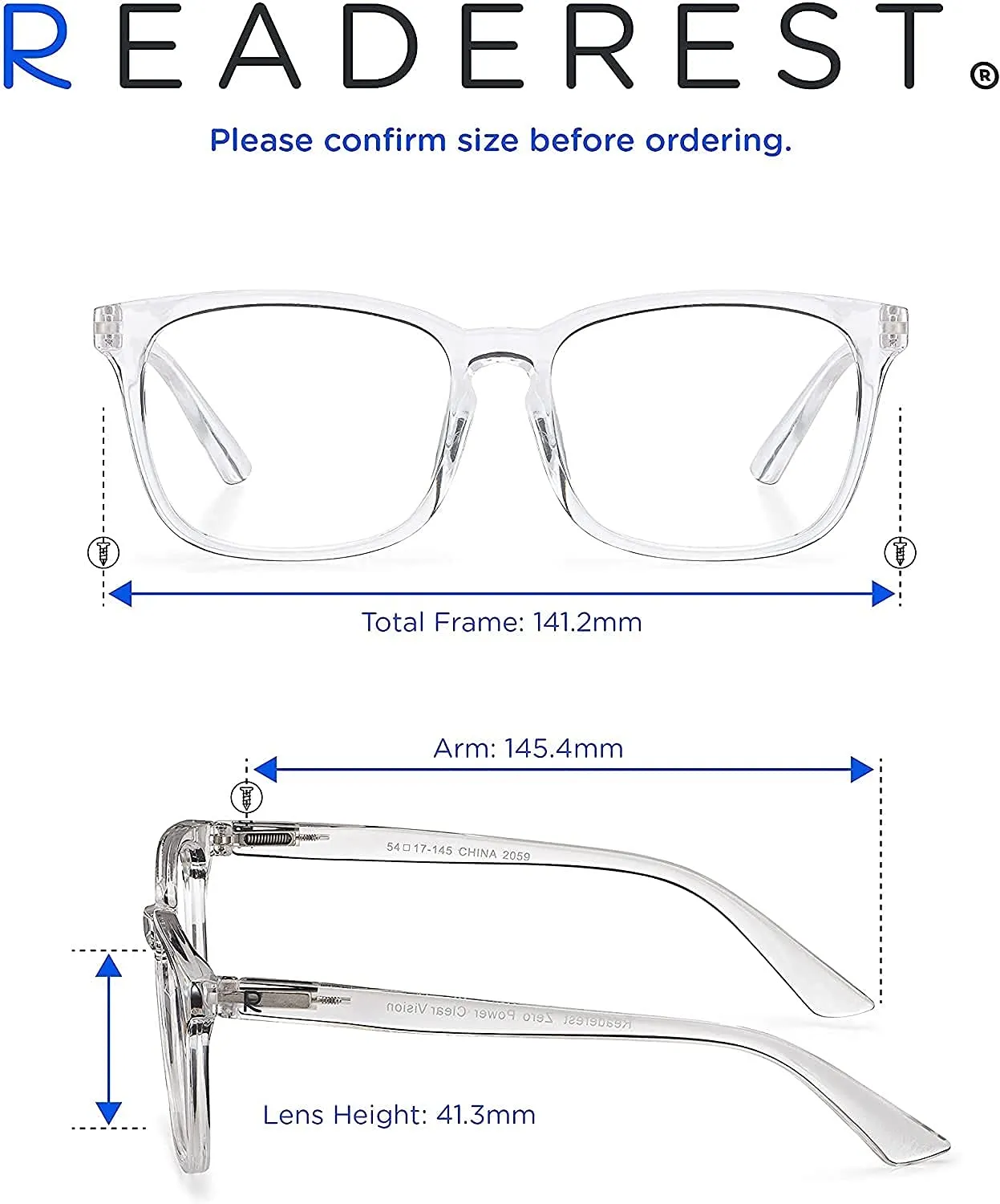 Readerest Blue Light Blocking Reading Glasses (Clear, 0.25 Magnification) Computer