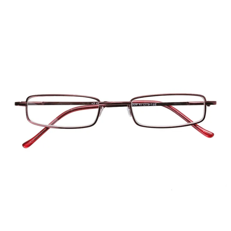 Reading Glasses Metal Spring Foot Portable Presbyopic Glasses with Tube Case  3.00D(Red)