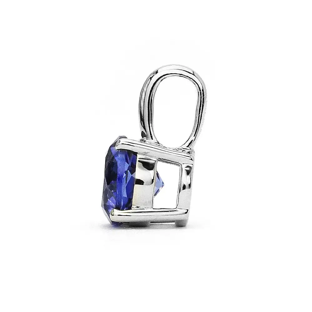 Ready Made | 1.38 Carat Betty Round Blue Lab Grown Sapphire Pendant in 18K White Gold