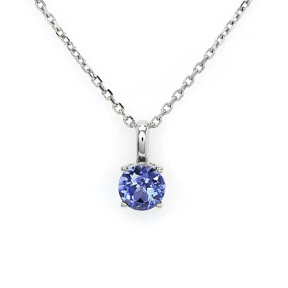 Ready Made | 1.38 Carat Betty Round Blue Lab Grown Sapphire Pendant in 18K White Gold