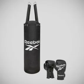 Reebok 3ft Punch Bag and Boxing Gloves Black