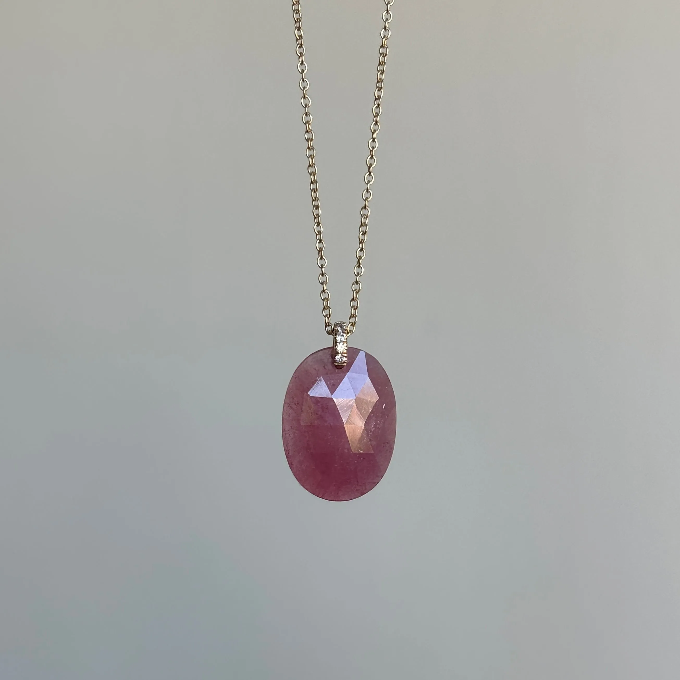 Rose Cut Sapphire Pendant with Diamond Bail