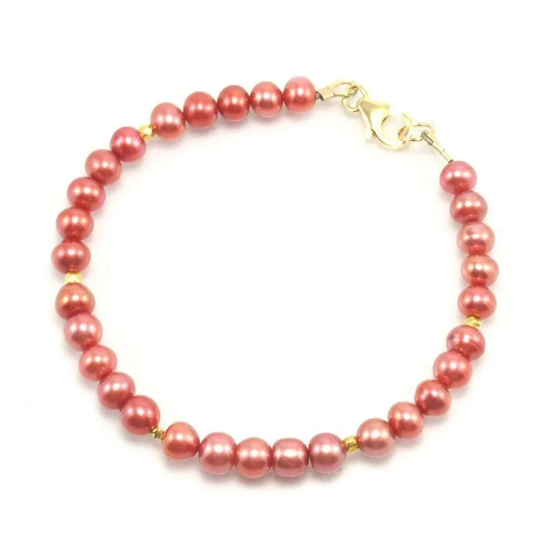 Rose Fresh Water Pearl Bracelet With Gold Filled Trigger Clasp 2