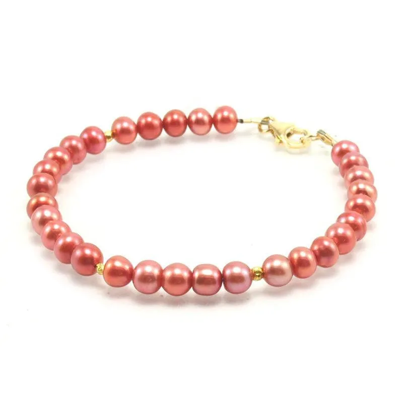 Rose Fresh Water Pearl Bracelet With Gold Filled Trigger Clasp 2