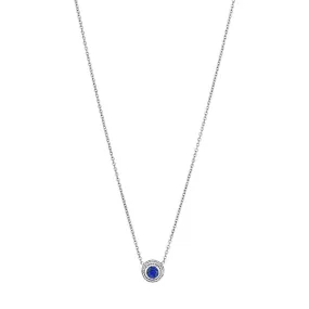 Round Blue Sapphire Bezel Pendant Necklace