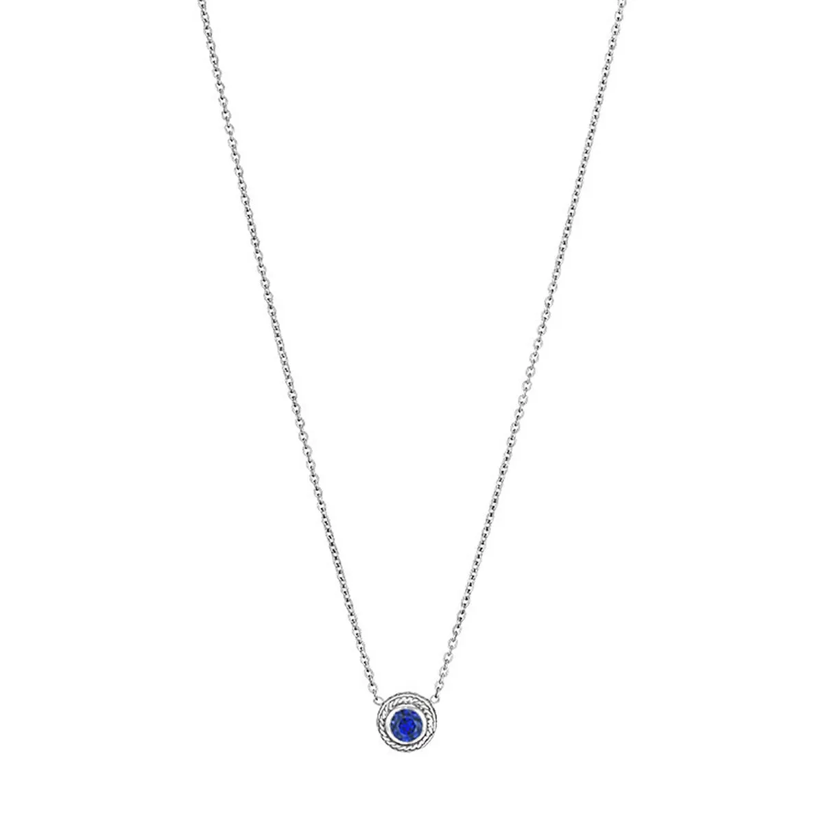 Round Blue Sapphire Bezel Pendant Necklace