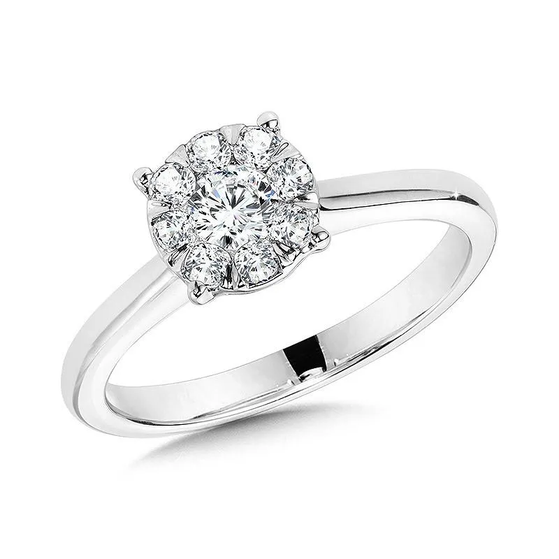 ROUND CLUSTER DIAMOND MIRAGE SOLITAIRE ENGAGEMENT RING