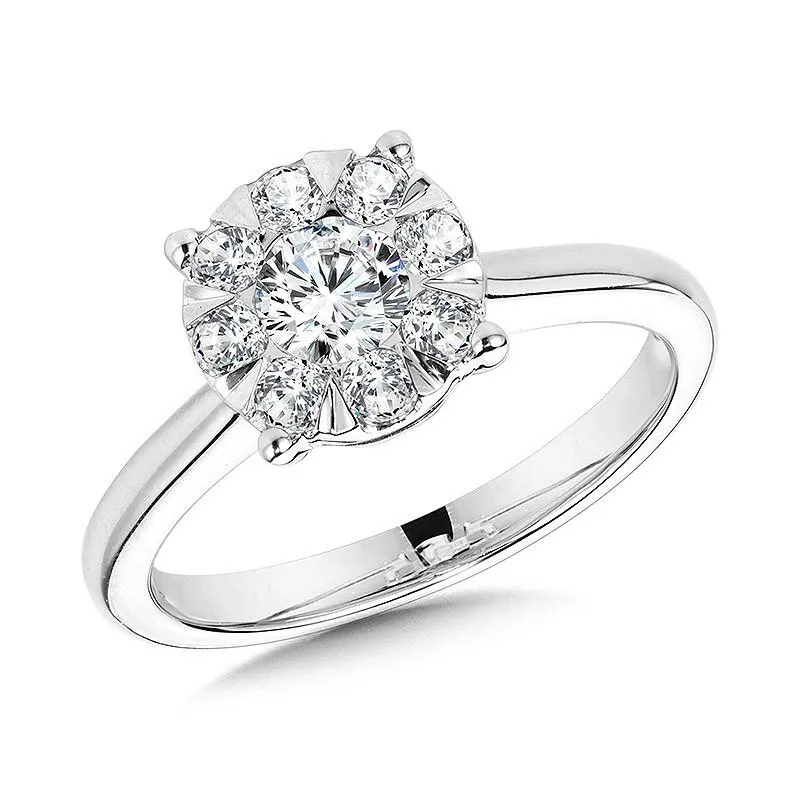 ROUND CLUSTER DIAMOND MIRAGE SOLITAIRE ENGAGEMENT RING