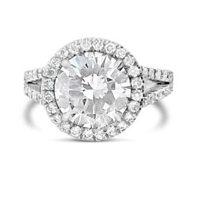 Round Diamond Engagement Ring with Diamond Halo