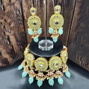 Round Meena Kundan Choker And Earring Set