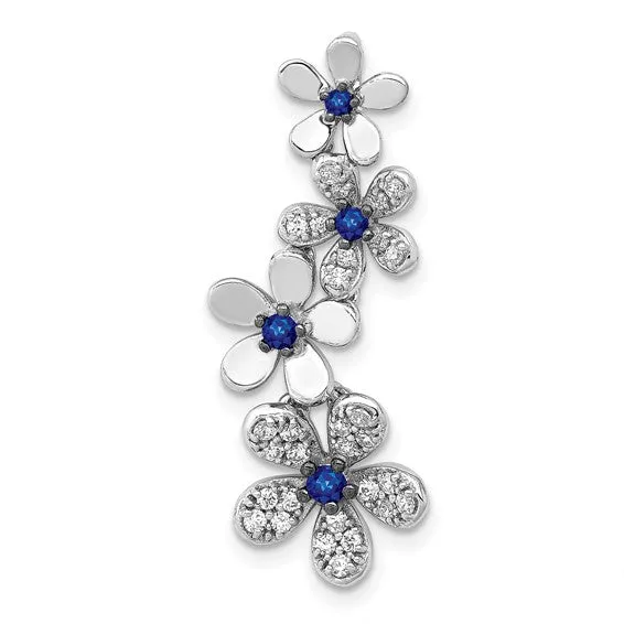 Sapphire and Diamond Flower Pendant