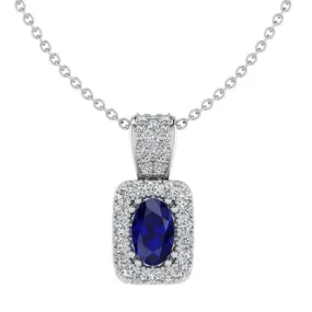 Sapphire and Diamond Halo Pendant Version 2