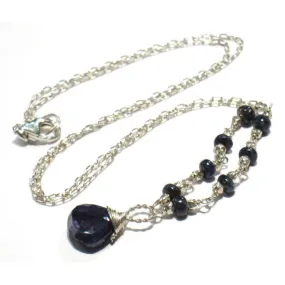 Sapphire Chain Necklace with Sterling Silver Trigger Clasp