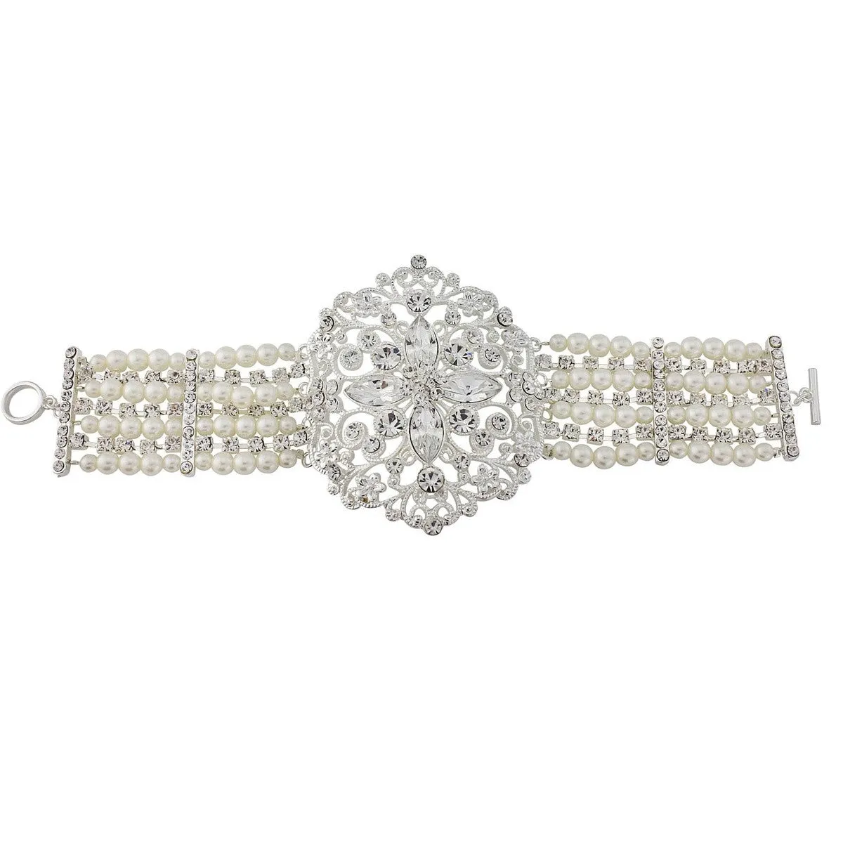 SassB Jada Crystal and Pearl Bracelet