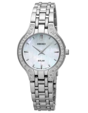 Seiko Solar Ladies Classic 20 Diamond Dress Watch - Mother of Pearl - Stainless