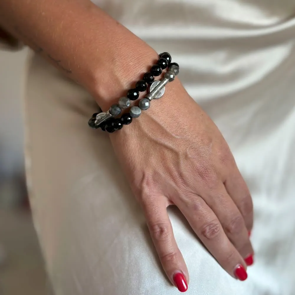 Serendipity Gemstone Bracelet with Labradorite and Onyx