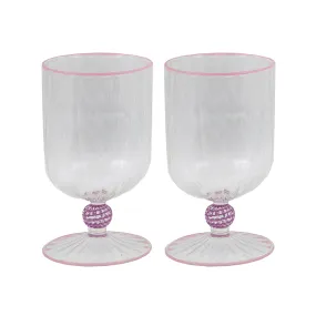 Set of 2 Short Stem Murano Glasses Pink