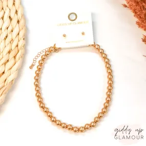 Short Beaded Ball Chain Choker in Gold