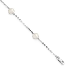 Silver 5-6m Fresh Water Cultured Pearl Bracelet