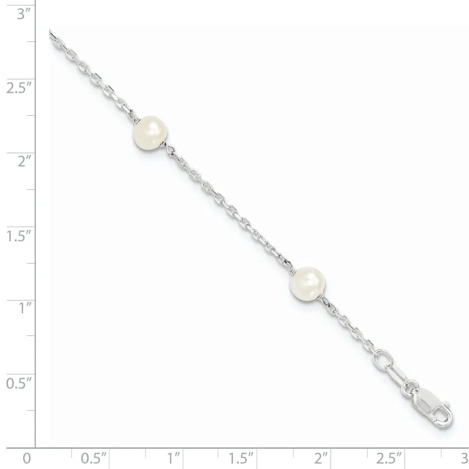 Silver 5-6m Fresh Water Cultured Pearl Bracelet