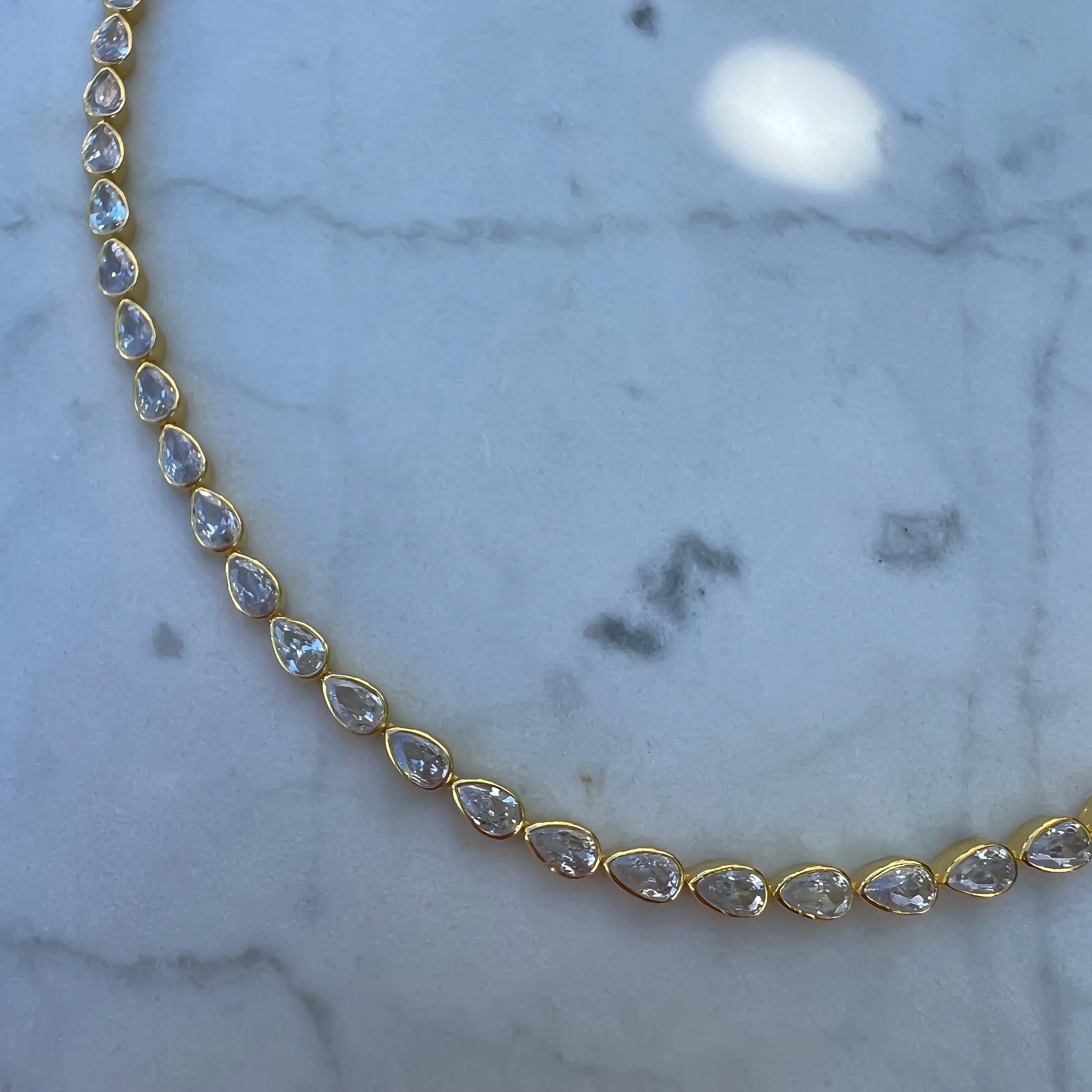 Silver gold plated pear tennis choker