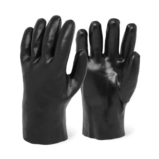 Single Pair - 10" Smooth Finish Black PVC Chemical Resistant Gloves