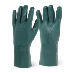 Single Pair - 12" Sandy Finish Green PVC Chemical Resistant Gloves (Pair)