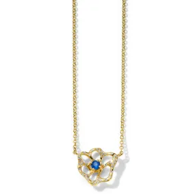 Small Flora Necklace in Blue Sapphire with Diamonds