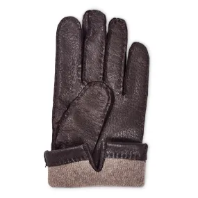 Sovereign Grade Dark Brown Peccary Leather Gloves, Cashmere Lined