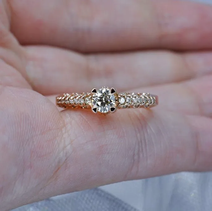 Special 0.60CT Round Cut Diamond Engagement Ring in 14KT Rose Gold