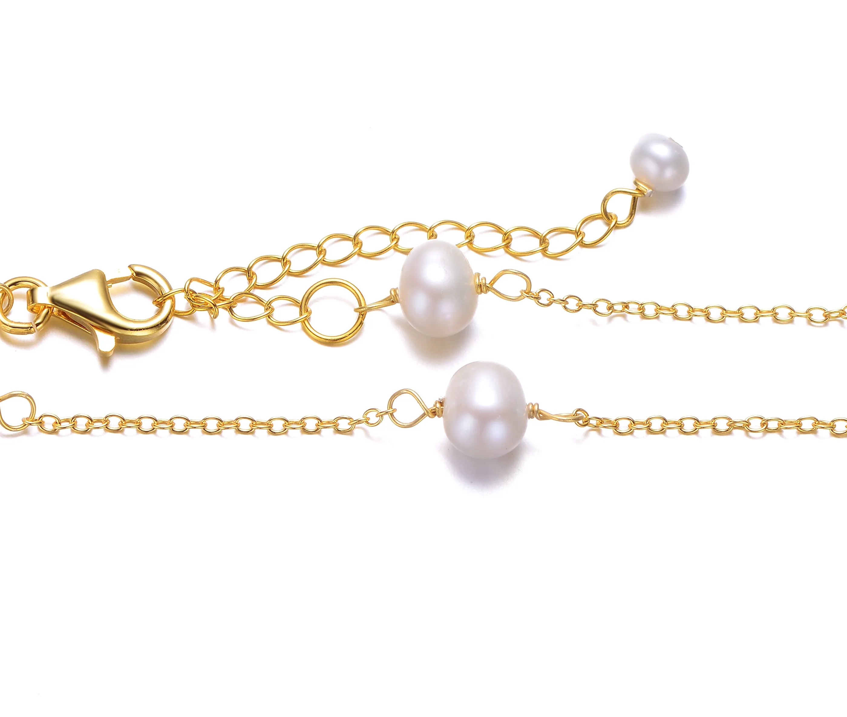 Sterling Silver Gold Plated with Genuine Freshwater Pearl Bracelet